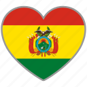 bolivia, flag heart, country, flag, love