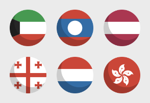 Glossy circular world flags