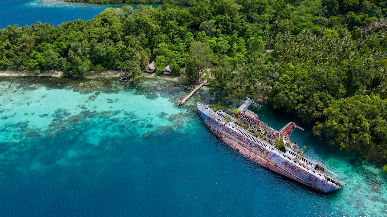 abandoned ship in Solomon Islands