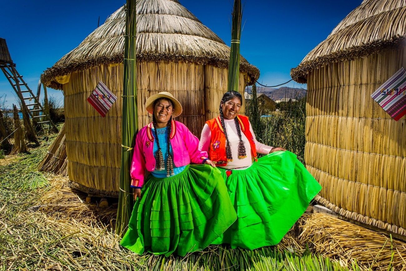 Local women on Lake Titicaca's Uros Islands