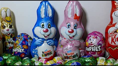 Giant Kinder Easter Bunny Surprise Egg opening with many ...