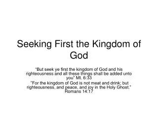 PPT - Seek First the Kingdom of God PowerPoint Presentation, free ...