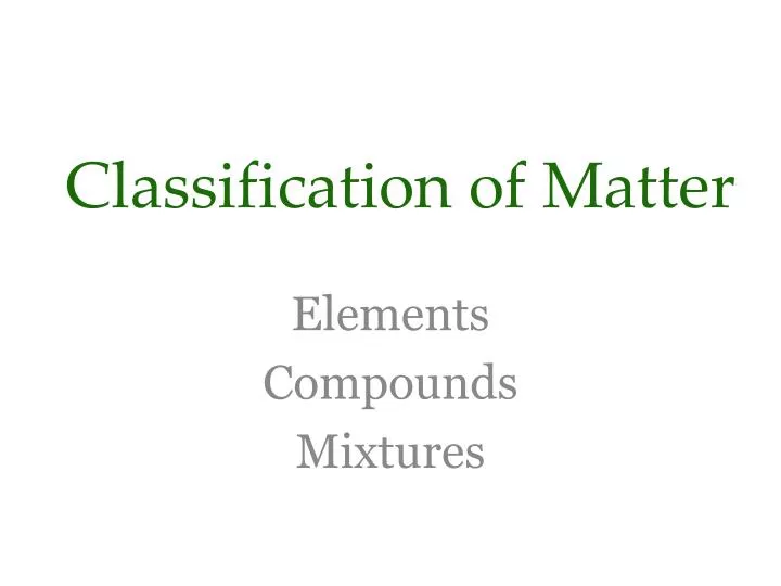 classification of matter