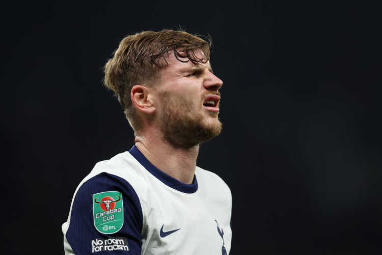 Timo Werner of Tottenham Hotspur leaves the pitch after picking up an injury during the Carabao Cup Fourth Round match between Tottenham Hotspur an...