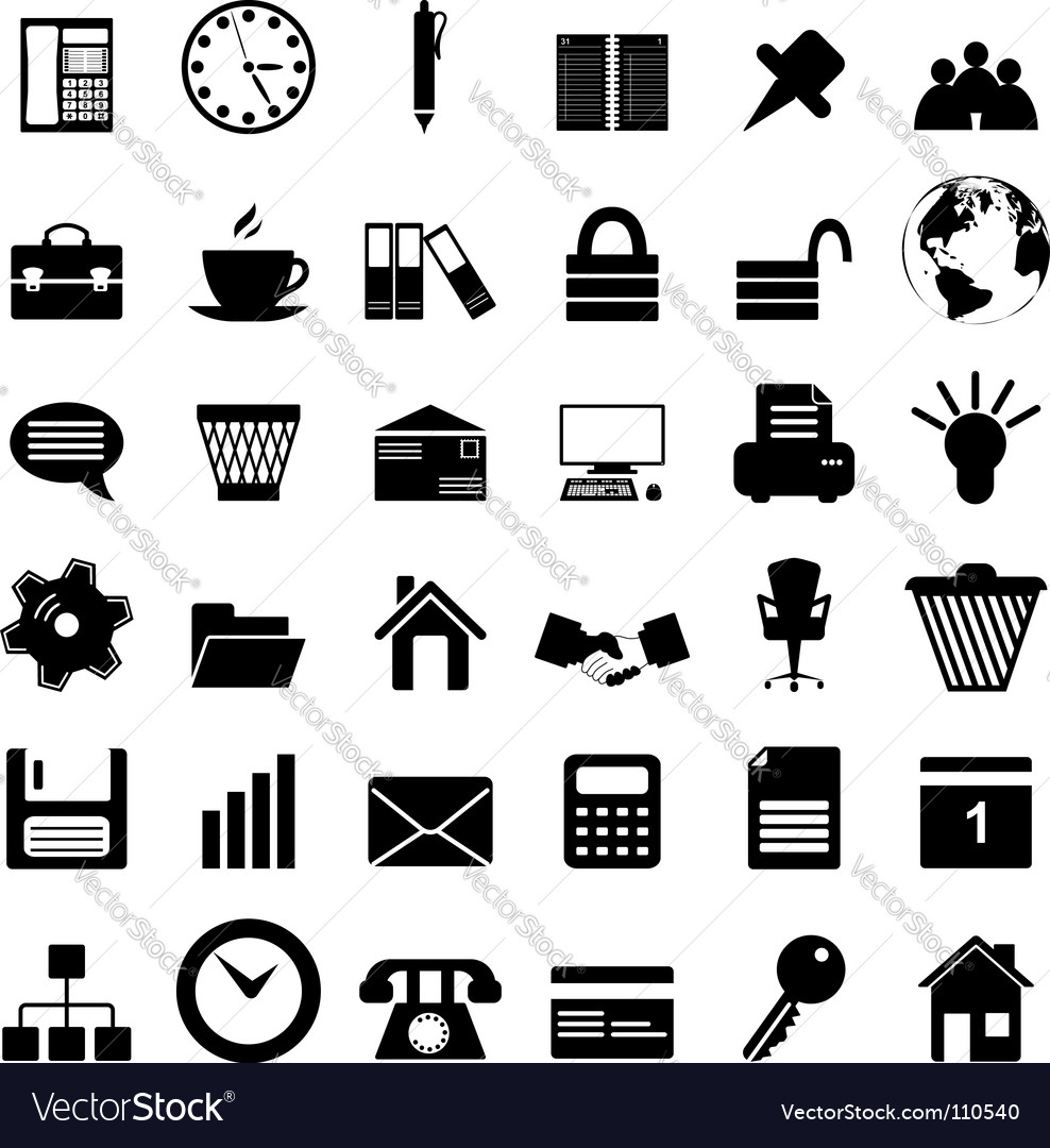 Business and office icons set Royalty Free Vector Image