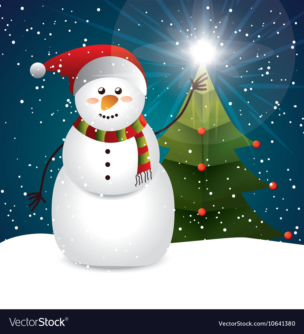 Snowman merry christmas design isolated Royalty Free Vector