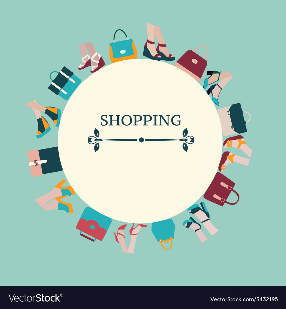 Shopping background of women bags and shoes Vector Image