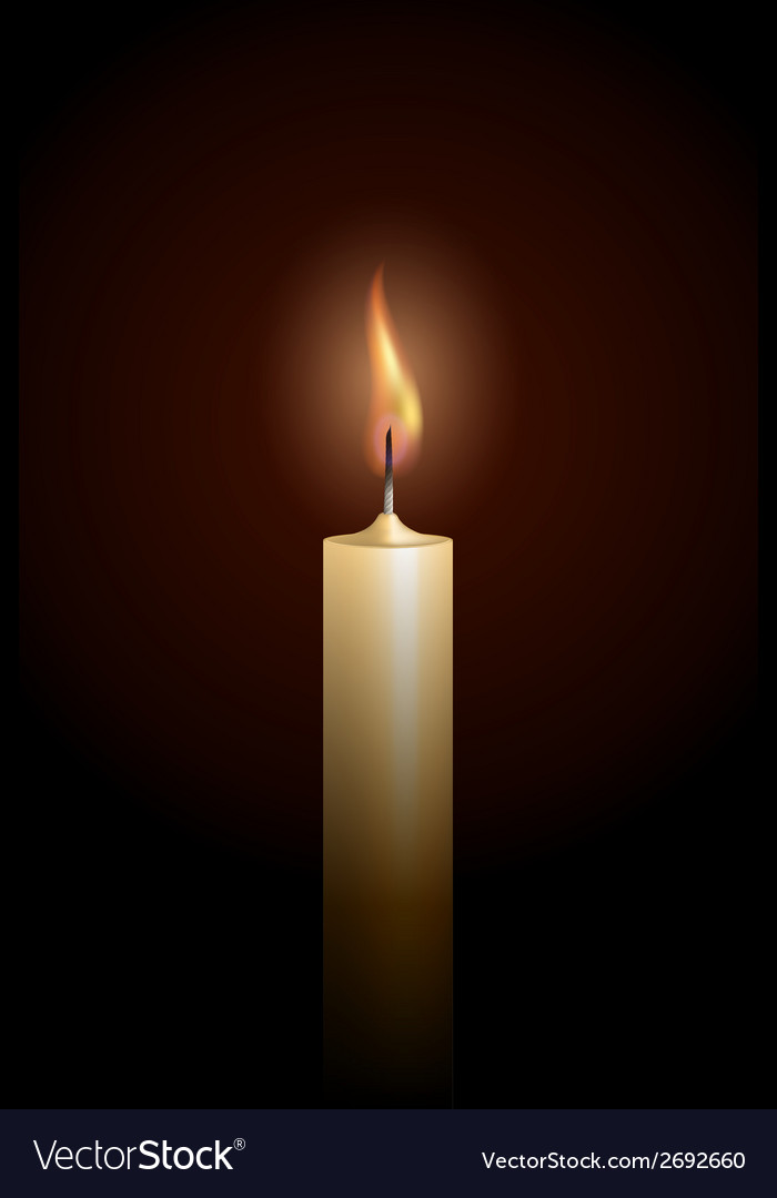 Burning candle on black background Royalty Free Vector Image