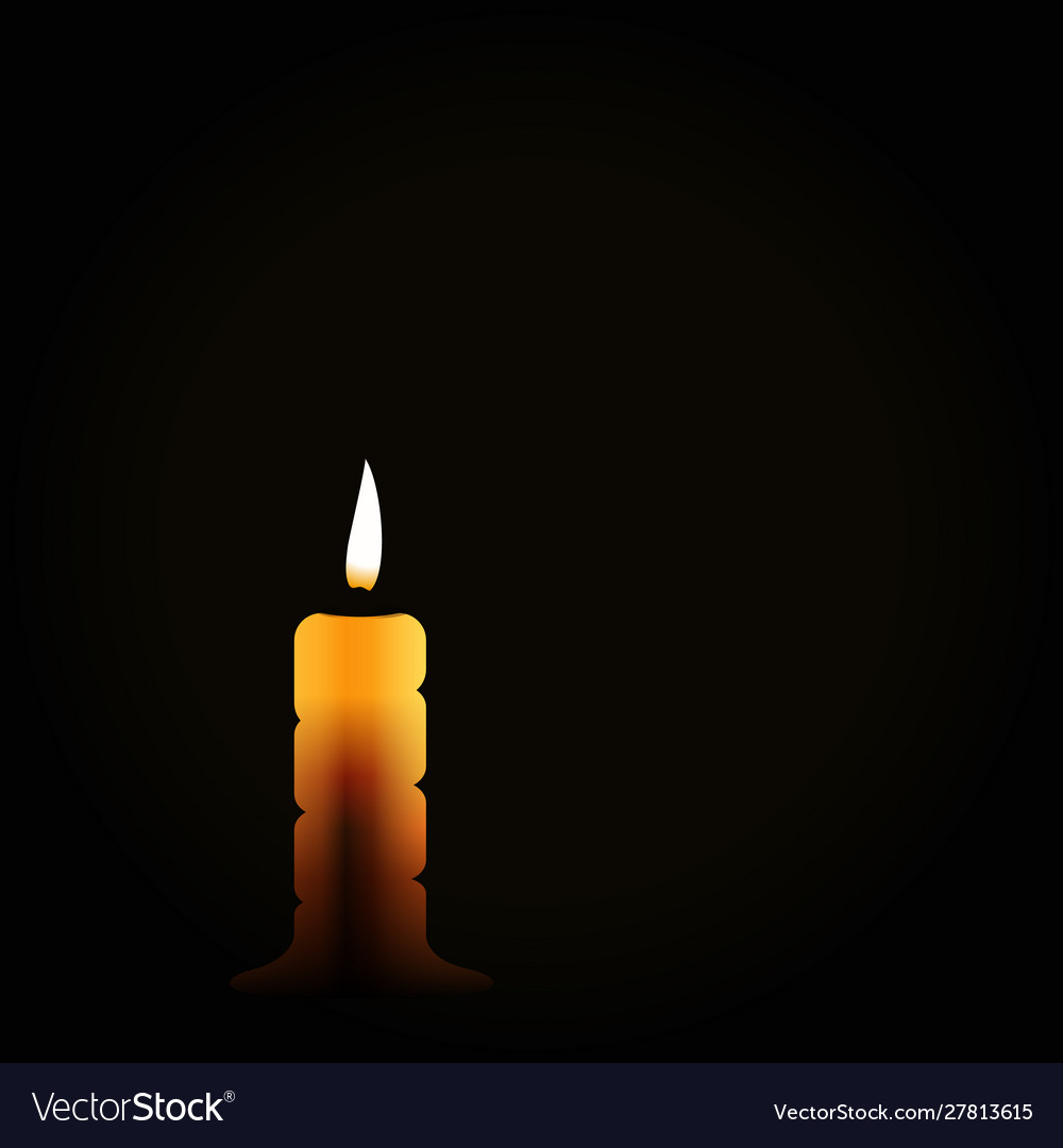 Burning candle on black background mourning Vector Image