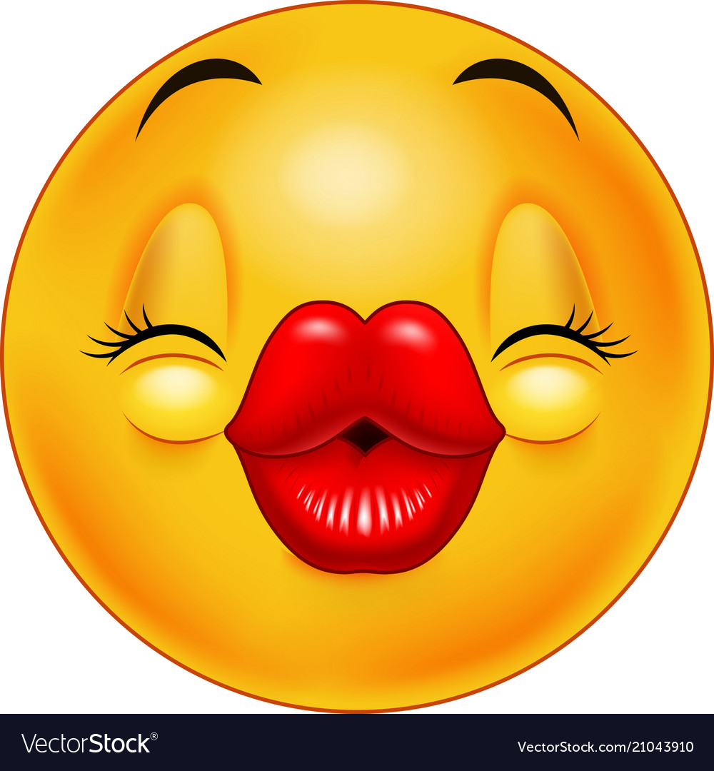 Cute kissing emoticon Royalty Free Vector Image