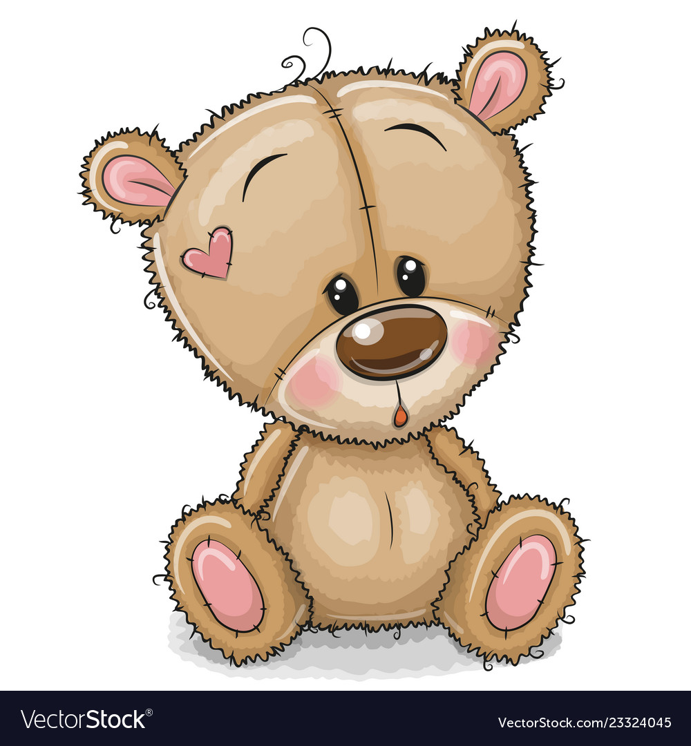 Drawing teddy bear on a white background Vector Image