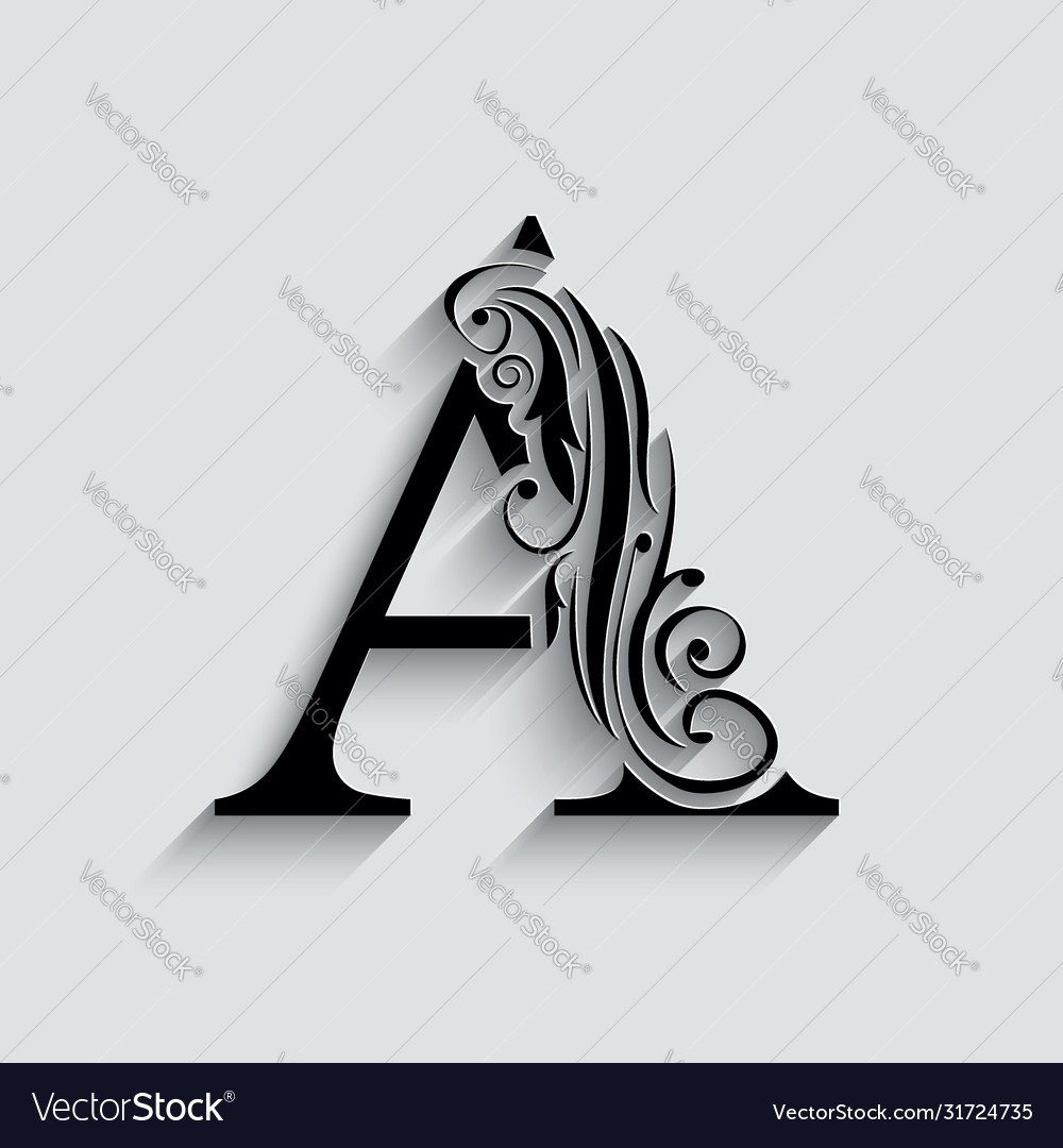 Letter a black flower alphabet beautiful capital Vector Image