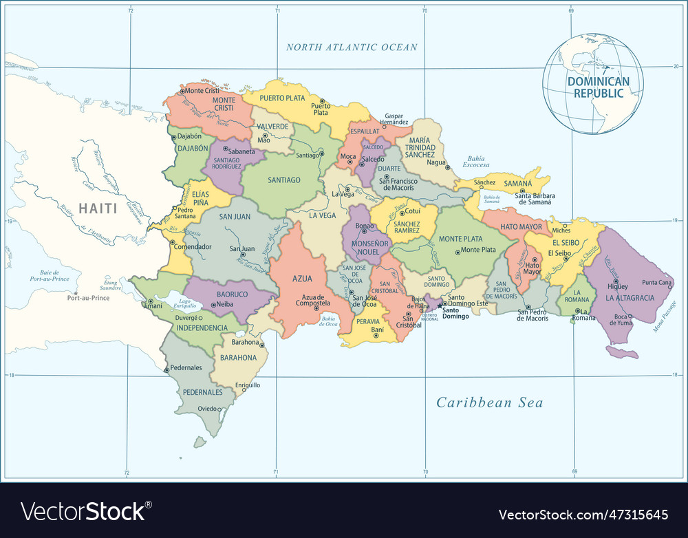 Dominican republic map - highly detailed Vector Image