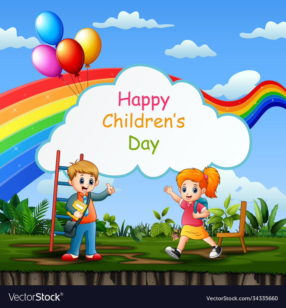 Happy children day background poster Royalty Free Vector