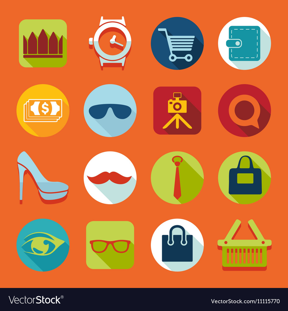 Set of fashion flat icons Royalty Free Vector Image