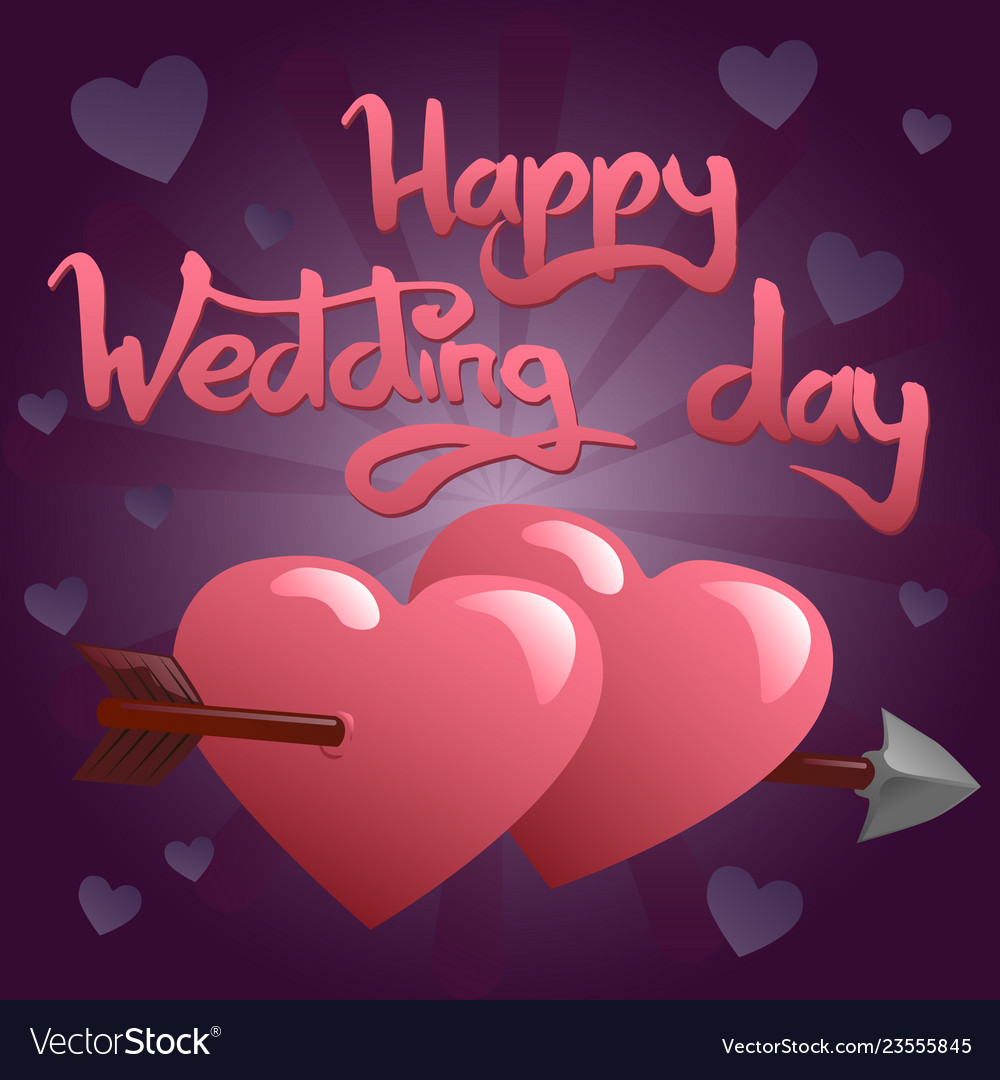 Happy wedding day lettering Royalty Free Vector Image