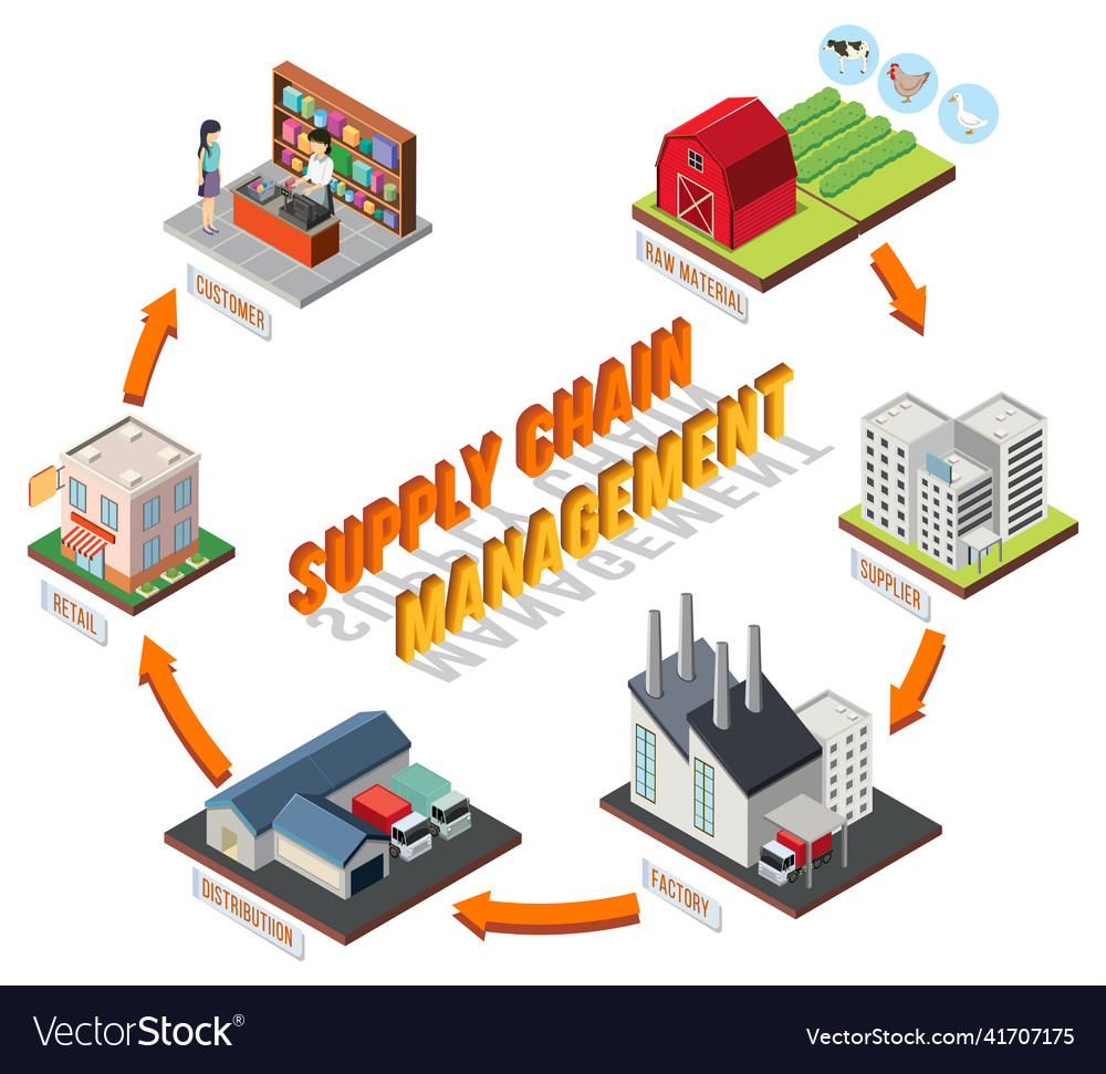 Diagram of supply chain management Royalty Free Vector Image