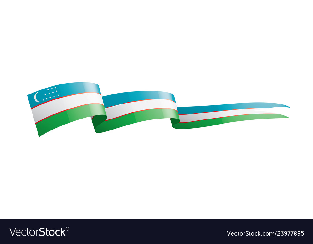 Uzbekistan Flag On A White Royalty Free Vector Image