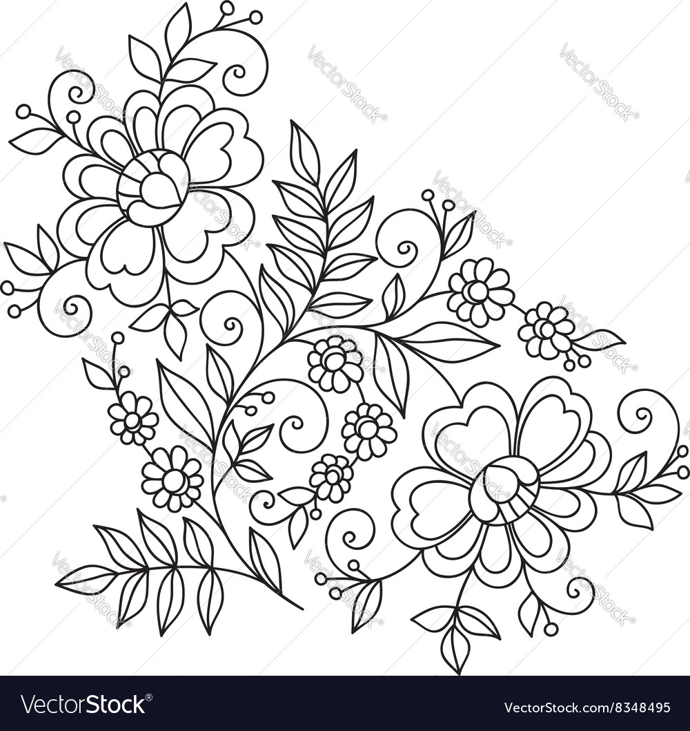 Flower design element drawing flowers Royalty Free Vector