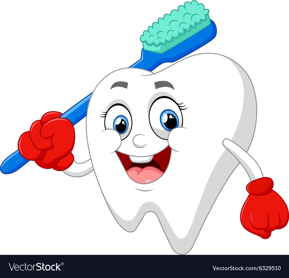 Smiling healthy white tooth cartoon character Vector Image