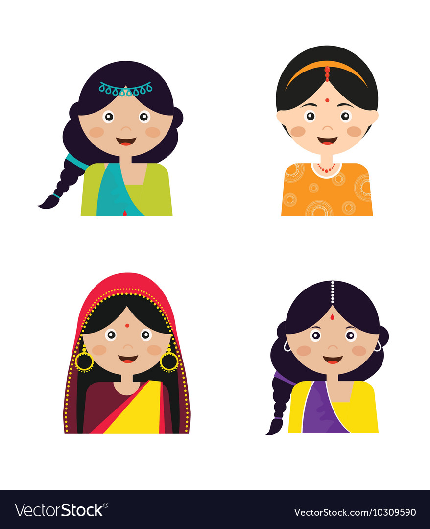 Face an indian girls Royalty Free Vector Image