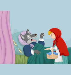 Little red riding hood meeting with a wolf Vector Image