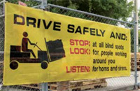 flow-through mesh forklift banner