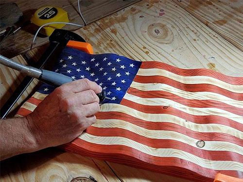 Wooden American Flag Sculptures