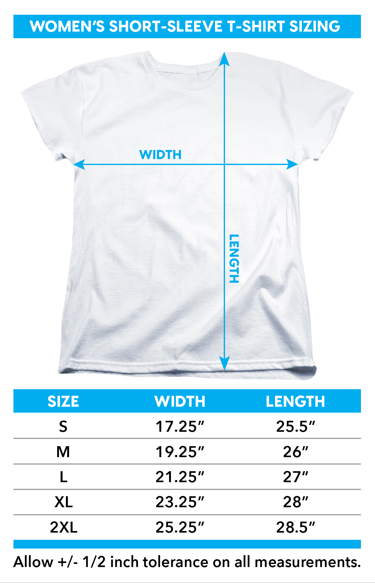 Size Chart for Friends Womans T-Shirt - Soda Fountain TRV-WBT671-WT