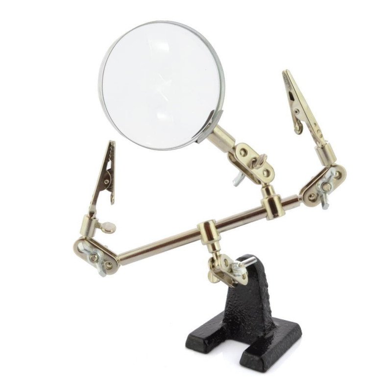 Mounting bracket with magnifying glass - third hand