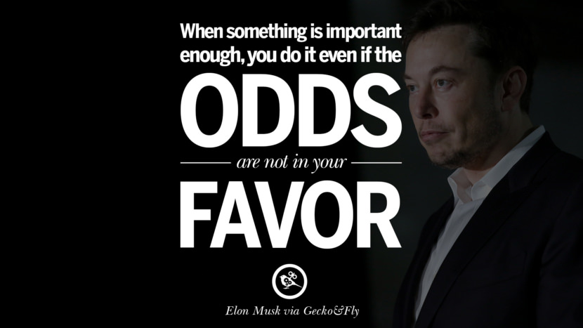 When something is important enough, you do it even if the odds are not in your favor. - Elon Musk