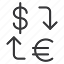 arrow, currency, dollar, euro, exchange