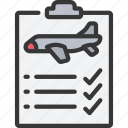 aeroplane, checklist, aviation, vehicle, transportation, plane, airplane