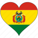 bolivia, flag, heart, south america, country, love