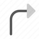 arrow, corner, right, up