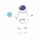 astro, astronaut, earth, globe, man, space, suit