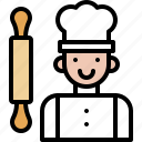 bakery, baked, flour, chef, avatar, rolling pin