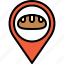 bakery, baked, bread, shop, location, pin 