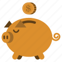 bank, coin, money, piggy