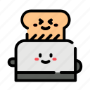 toast, toaster, bread, cute