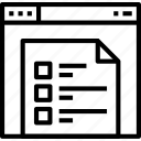 browser, checklist, document, interface, web, webpage