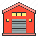 architecture, building, city, garage, town, warehouse