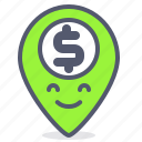 dollar, gps, location, map, money, value