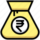 bag, business, cash, financial, money, rupee