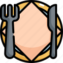 cafe, fork, knife, plate, restaurant, shop