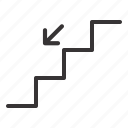 down, stairs, move, arrow