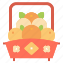 asian, basket, celebration, fruit, orange, oranges