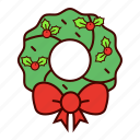 bow, christmas, decoration, holiday, holly, mistletoe, wreath