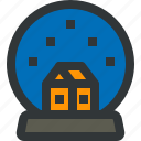 ball, blue, holidays, house, snowflake, winter