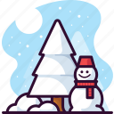 christmas, pine, seasonal, snow, snowman, tree, winter